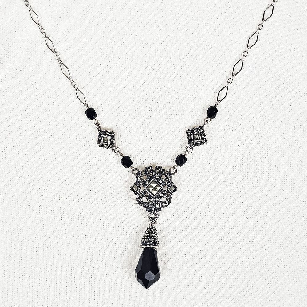 Judith Jack Vintage Necklace Marcasite Sterling SIlver Art Deco Revival